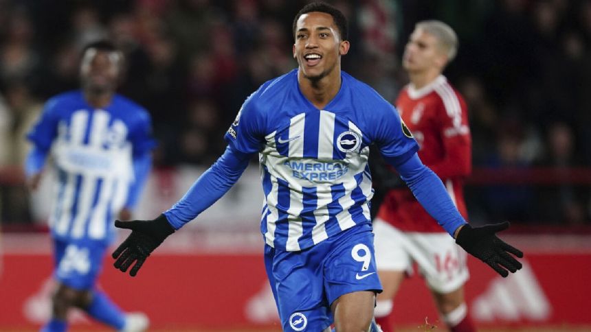 10-man Brighton ends Premier League winless run with 3-2 victory at Nottingham Forest