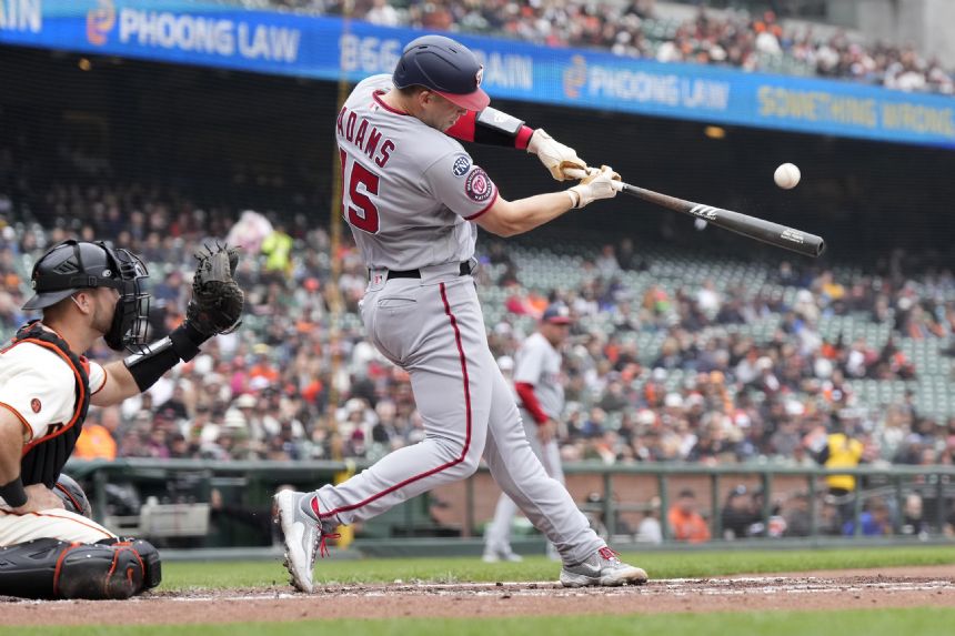 Adams, Thomas homer, Nationals beat Giants 11-6 behind Gray