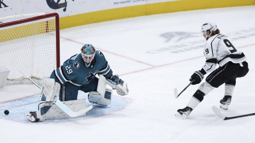 Akil Thomas scores 1st NHL goal as Kings beat Sharks 2-1 to improve playoff position