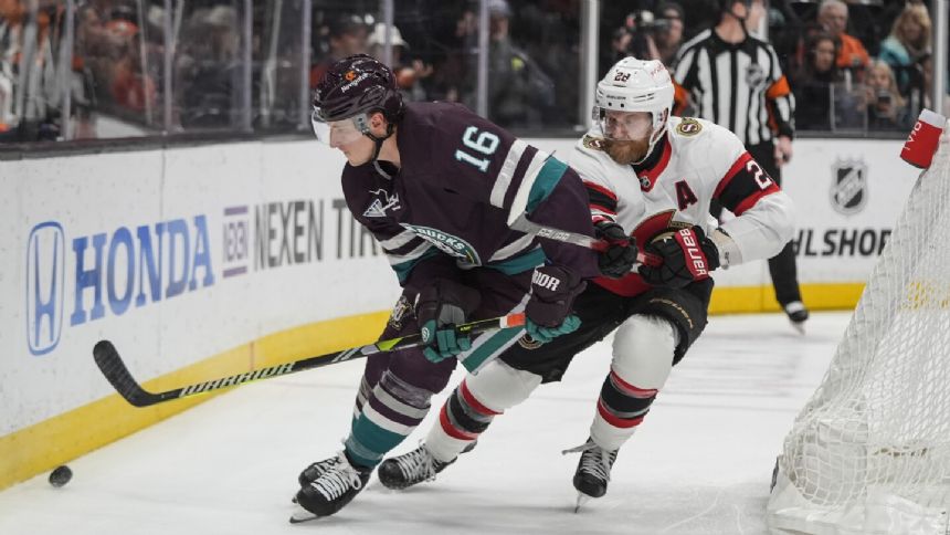 Alex Killorn scores the tiebreaking goal in the Anaheim Ducks' 2-1 victory over the Ottawa Senators