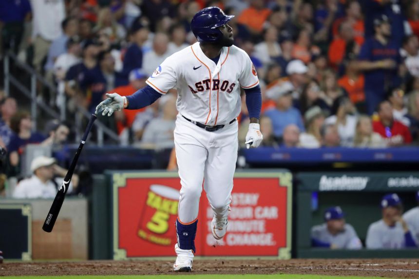 Alvarez has 3 RBIs, Brown solid as Astros beat Rangers 8-2