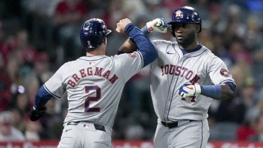 Alvarez homers among his 3 hits and Brown throws 6 shutout innings as Astros defeat Angels 6-1