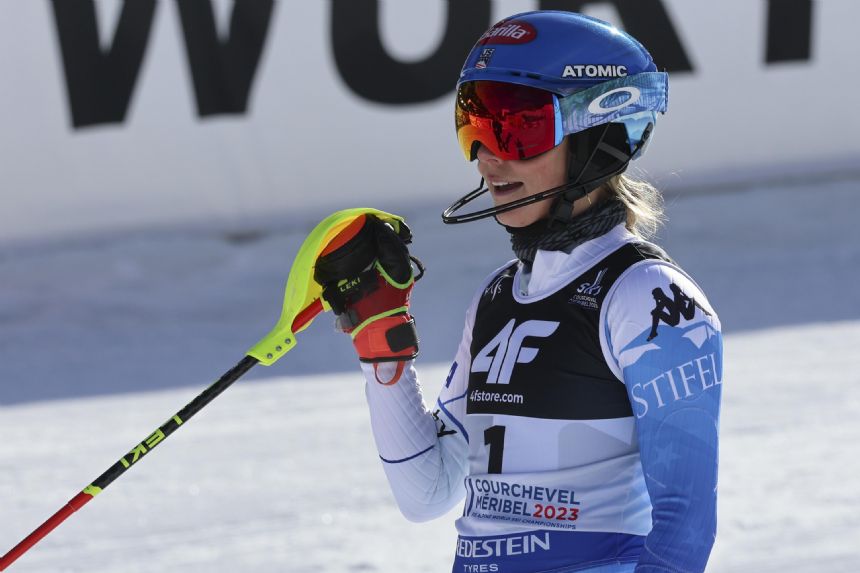 American skier Shiffrin leads in 1st run of slalom at worlds