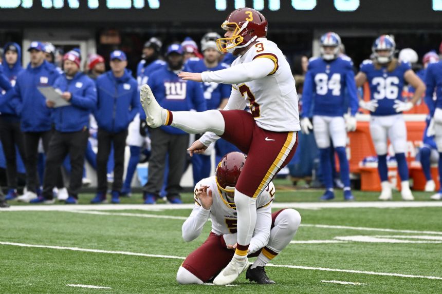 AP source Commanders resign kicker Joey Slye for 2 years Monday