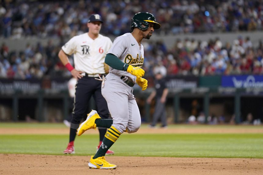 A's end 7-game skid on Diaz's pinch-hit HR in 9th vs Rangers