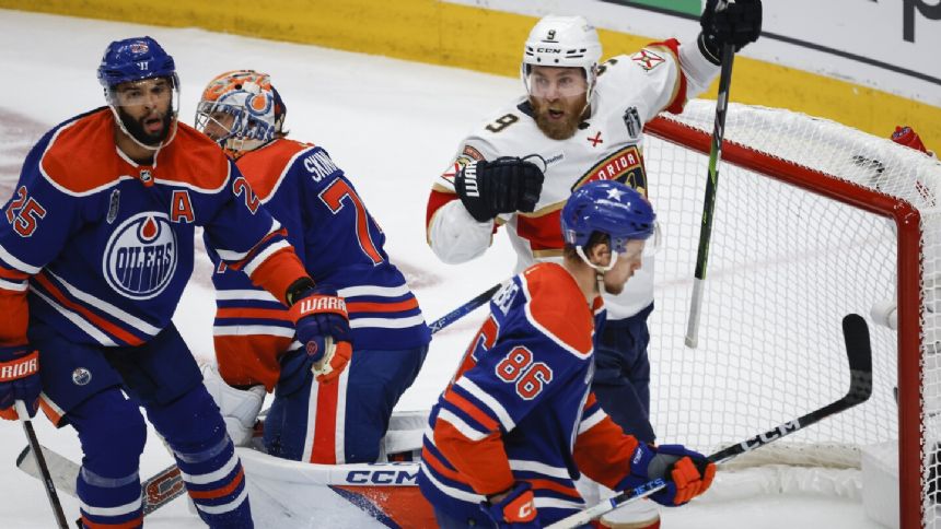 Barkov, Bobrovsky and the Panthers beat the Oilers 4-3 to move within win of Stanley Cup title