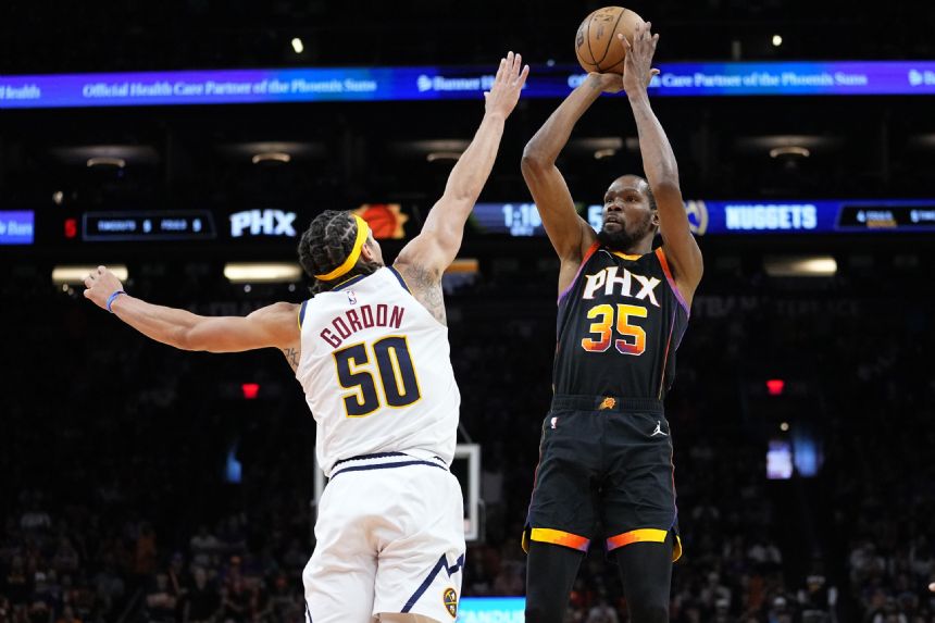 Booker, Durant both score 36, Suns even series with Nuggets