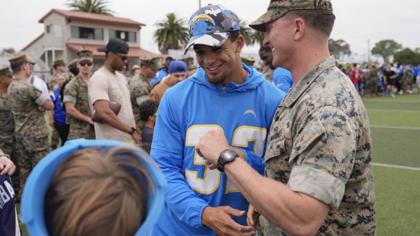 Chargers' trip to Camp Pendleton carries extra meaning for Fox, Gilman and Harbaugh