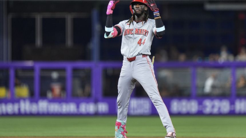 De La Cruz's 4 extra-base hits help Reds overcome Sanchez's 480-foot homer to beat Marlins 10-3