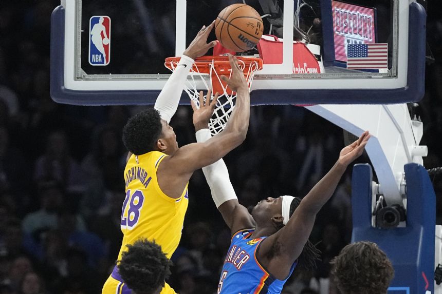 Dennis Schroder scores 26 points, Lakers top Thunder 123-117