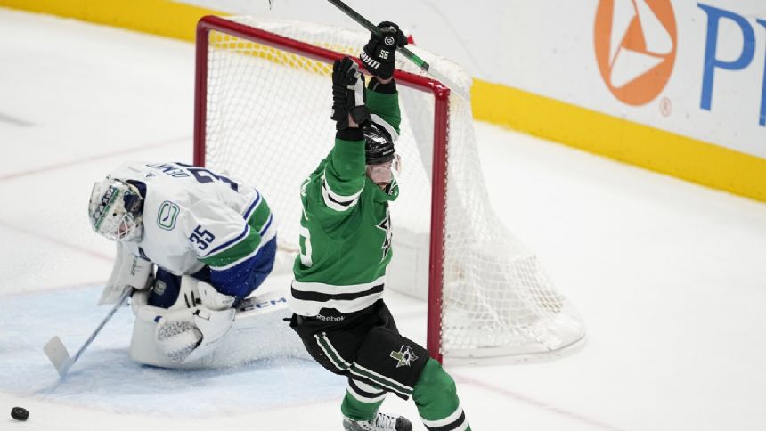 Duchene scores with 9.2 seconds left in OT lifting Stars past Canucks 4-3