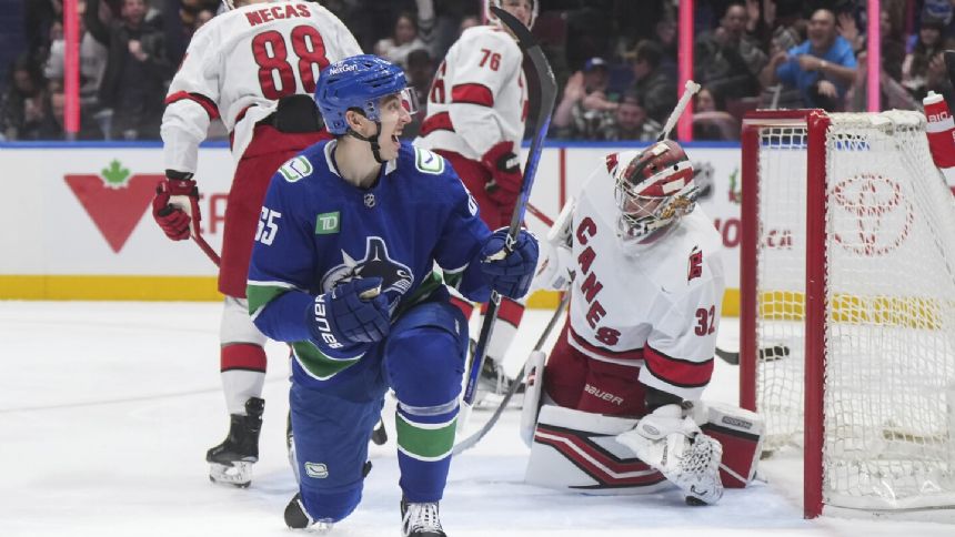 Elias Pettersson breaks 3rd-period tie, Canucks hold off Hurricanes 4-3