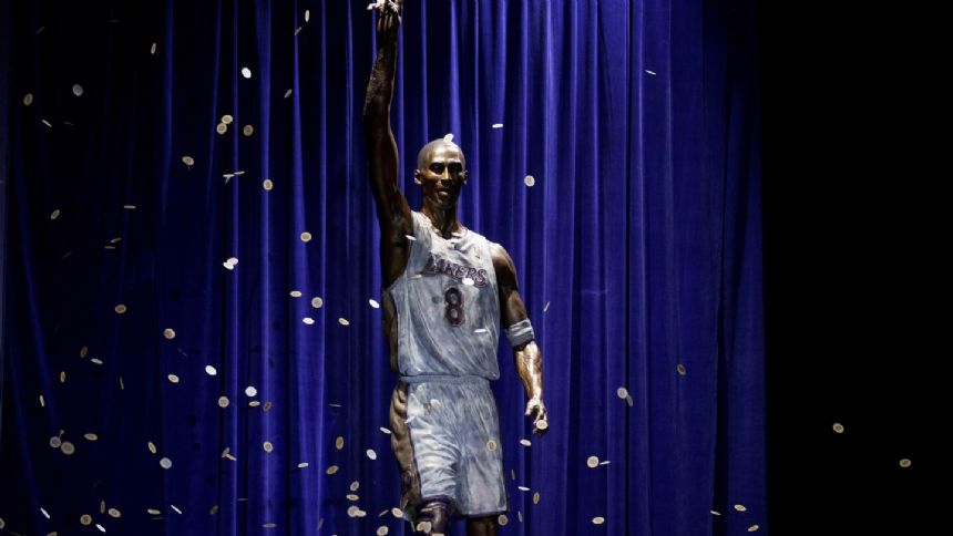 Errors on base of Kobe Bryant's statue outside the Lakers' arena have ...