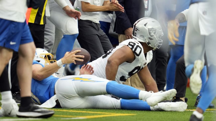 Ex-Charger Jerry Tillery ejected for late hit on LA QB Justin Herbert