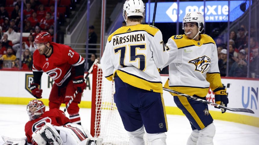 Filip Forsberg scores 3rd OT goal of season, Predators beat Hurricanes 6-5