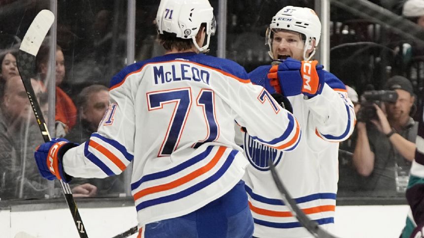 Foegele has 2 goals, career-high 5 points in Oilers' 7-2 rout of Ducks