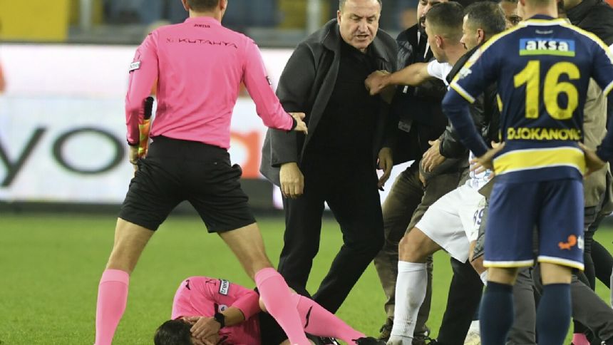 Former club president regrets attacking Turkish soccer referee but denies threatening to kill him