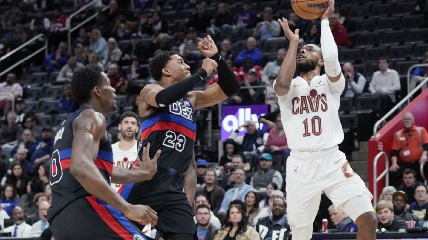 Garland hits 8 3-pointers, scores 29 points to help short-handed Cavaliers beat Pistons 110-100