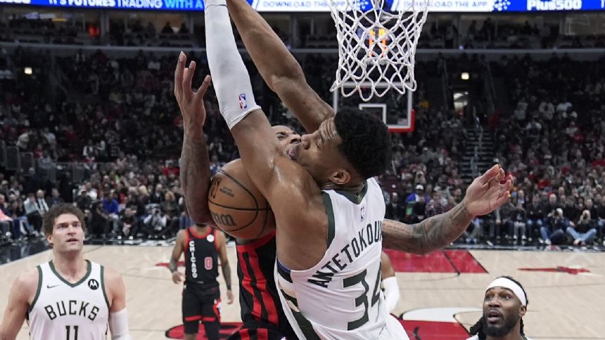 Giannis Antetokounmpo has 46 points, 16 rebounds in Bucks' 113-97 victory over Bulls