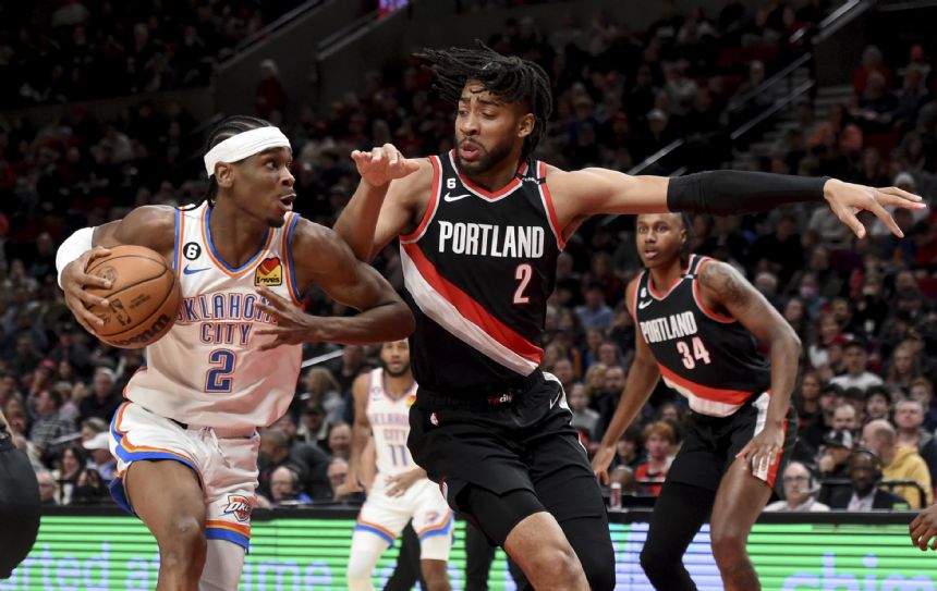 Gilgeous-Alexander has 44, Thunder top Trail Blazers 138-129