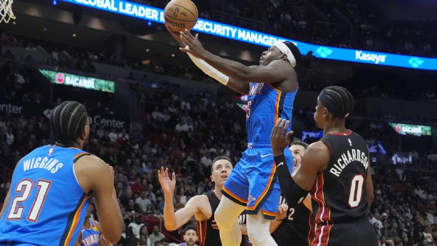 Gilgeous-Alexander scores 28 points, Thunder use runs of 17-0 and 13-0 to beat Heat 128-120