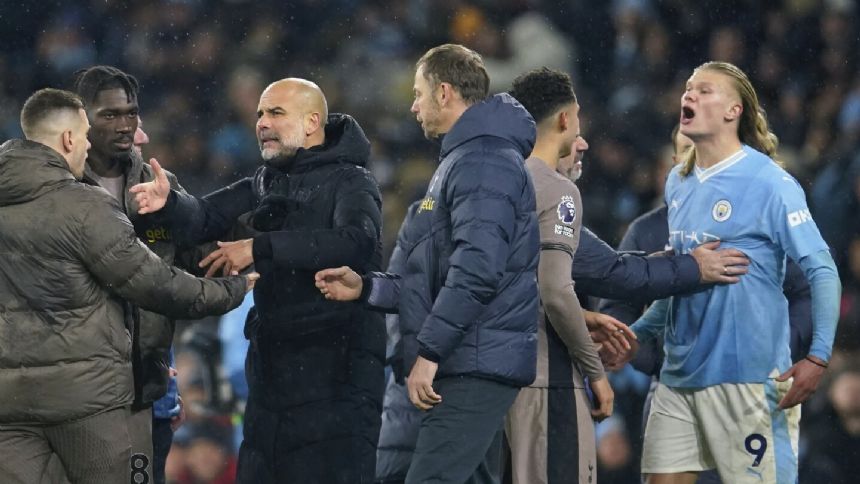 Haaland furious with referee as Man City draws with Tottenham in 6-goal Premier League thriller