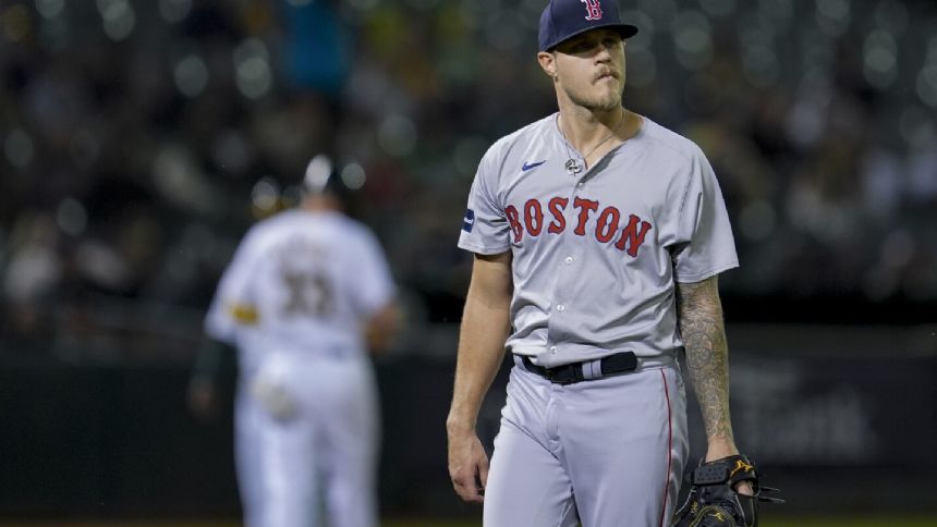 Houck strikes out 10 and the Red Sox capitalize on 5 errors to beat the Athletics 9-0