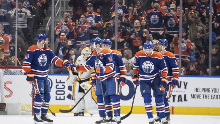 Hyman scores 2 to lead Oilers to 6-1 win over Penguins