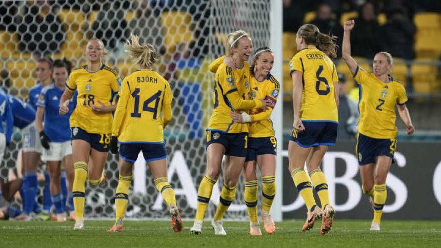 Ilestedt scores twice as Sweden beats Italy 5-0 to reach knockout rounds at Women's World Cup.