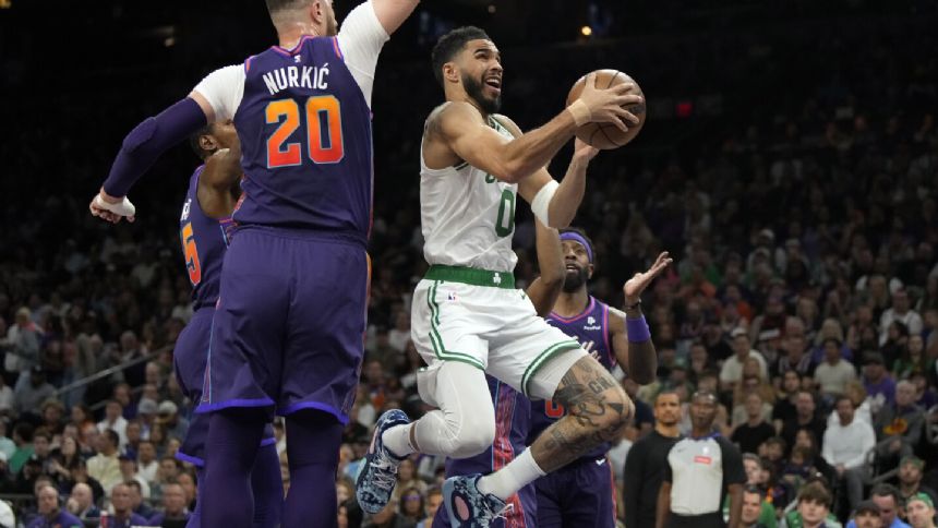 Jayson Tatum, Jaylen Brown lead Celtics past Suns 117-107, snapping rare 2-game skid