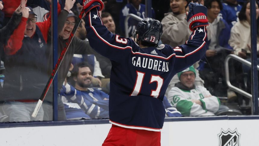 Johnny Gaudreau scores in overtime as Blue Jackets rally past Maple Leafs 6-5