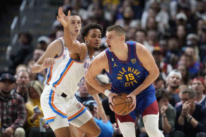 Jokic, Murray lead tired Nuggets past Thunder 122-117