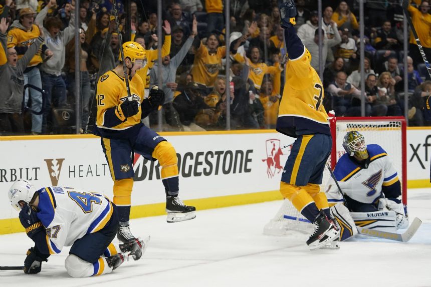 Josi's goal, 2 assists lead Predators past Blues 6-2