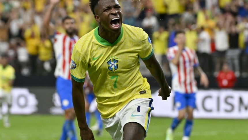 Junior scores twice to lead Brazil to 4-1 win over Paraguay in Copa America group stage