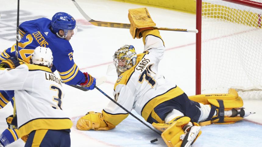 Juuse Saros Makes 34 Saves Predators Beat Sabres 2 1 Sunday