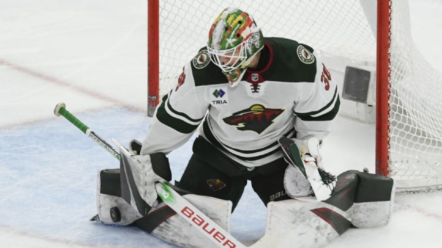 Kaprizov scores twice, rookie Wallstedt has 24 saves for 1st shutout as Wild blank Blackhawks 4-0