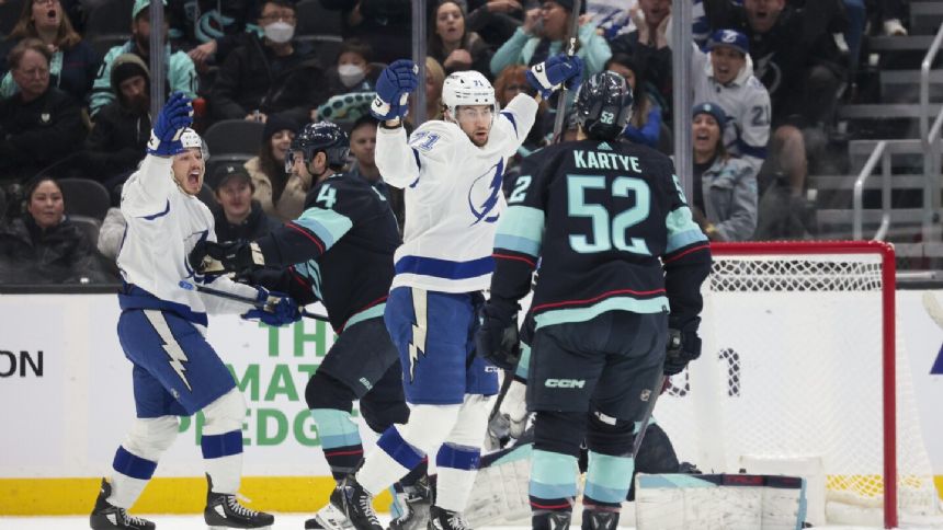 Kucherov scores 2, lifts Lightning to 4-3 win over Kraken in OT