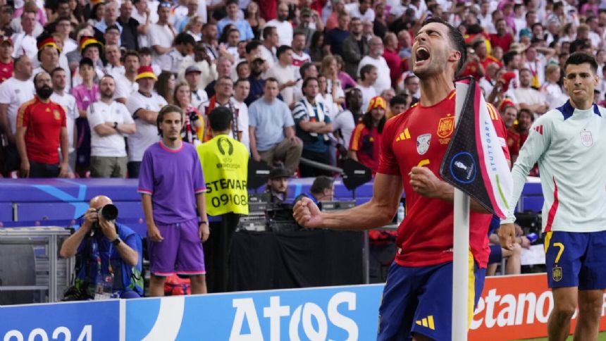 Like father, like son. Mikel Merino emulates dad's goal celebration at same stadium at Euro 2024