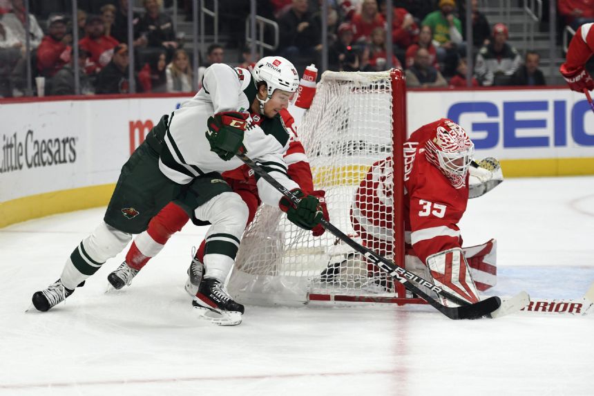 Lucas Raymond scores twice in Red Wings' 2-1 win over Wild