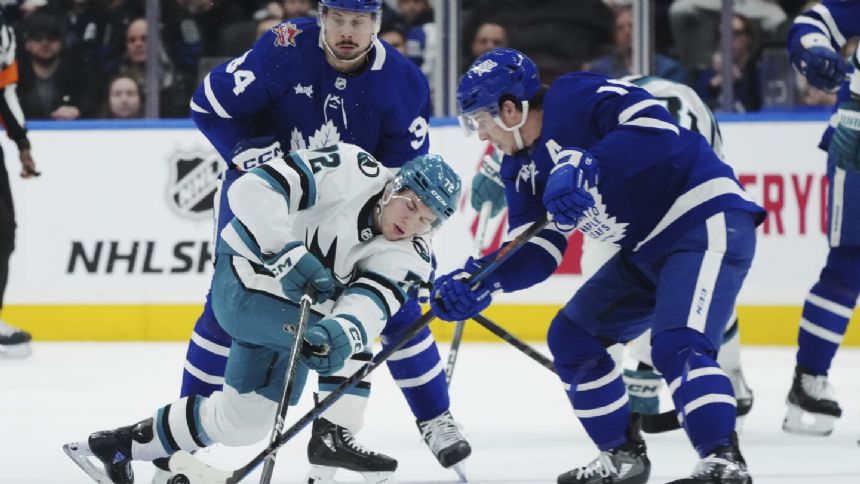 Marner's 4-point effort leads Maple Leafs over Sharks 7-1, extending win streak