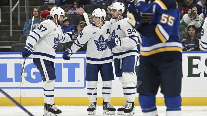 Matthews scores NHL-leading 49th goal in Toronto's 4-2 win over St. Louis