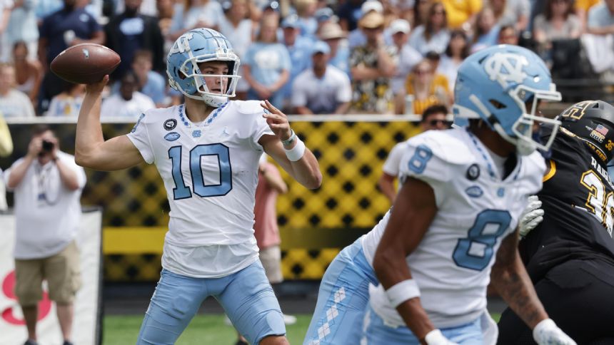 Maye's 5 TDs lift UNC over Appalachian State 63-61