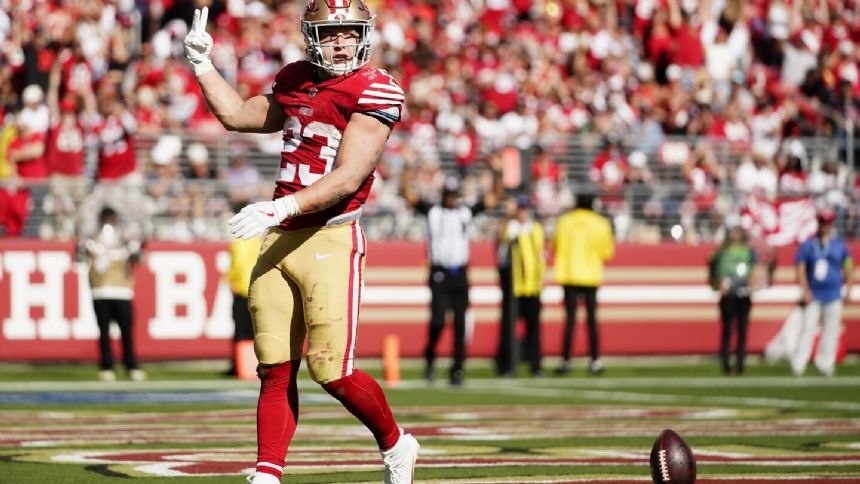 Christian McCaffrey scores 4 TDs to lead the 49ers past the Cardinals 35-16, Associated Press