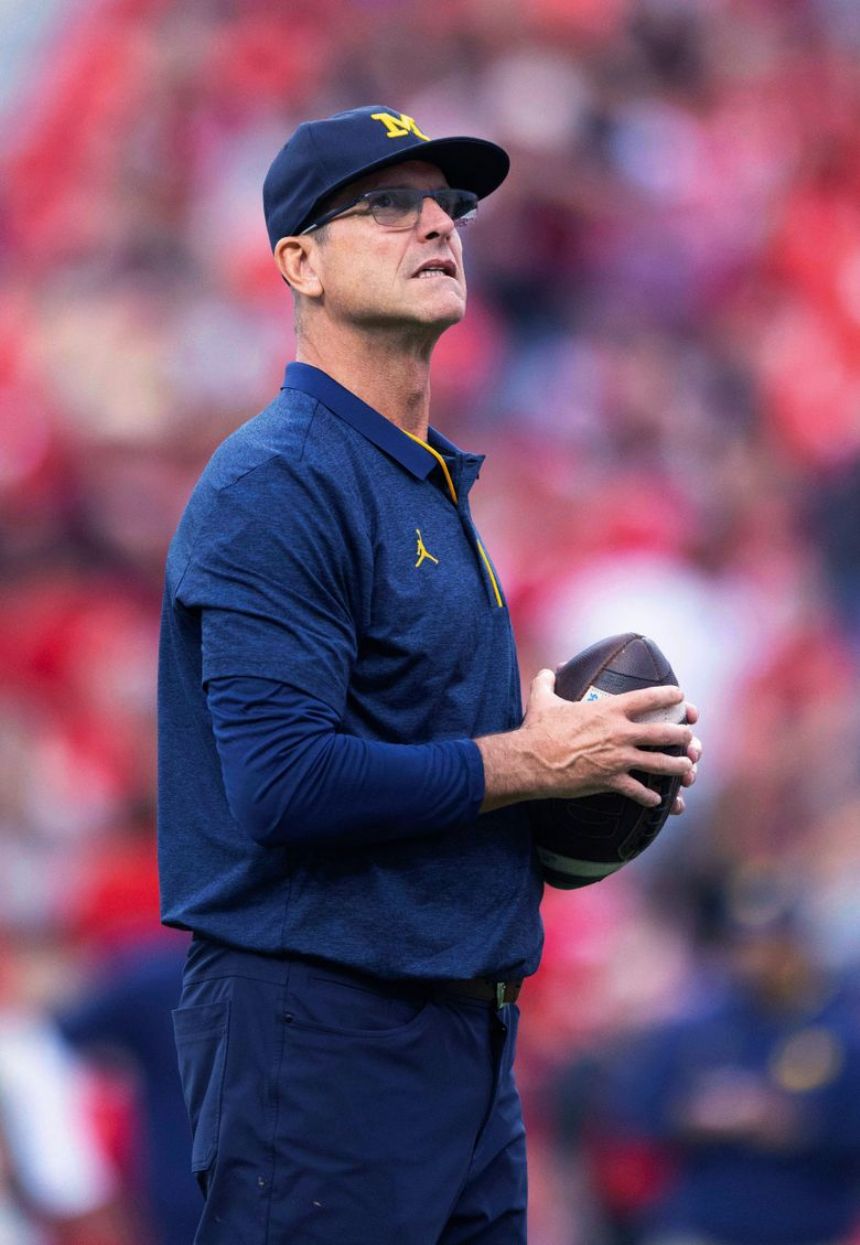 Michigan DB Dax Hill with team during Orange Bowl warm up - Friday ...