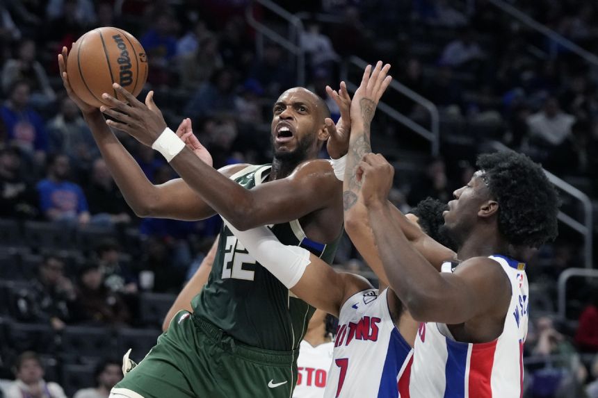 Middleton leads short-handed Bucks past decimated Pistons