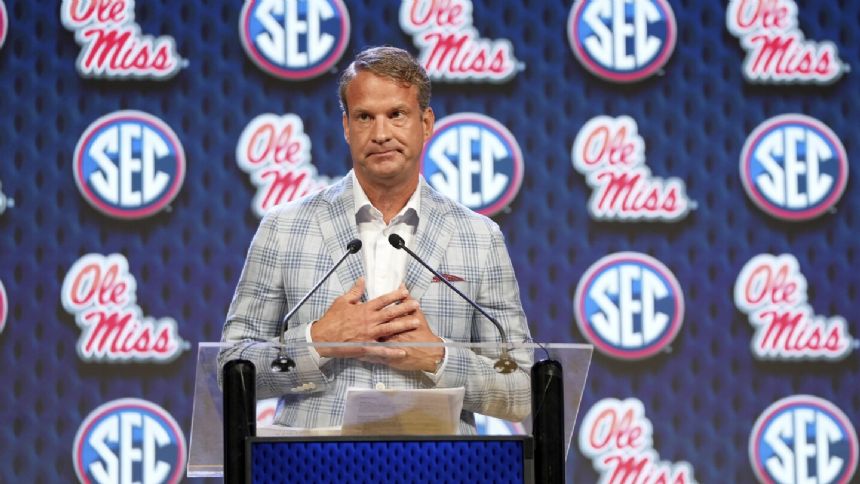 Mississippi coach Lane Kiffin had to hold it together at SEC Media Day as he spoke about late father