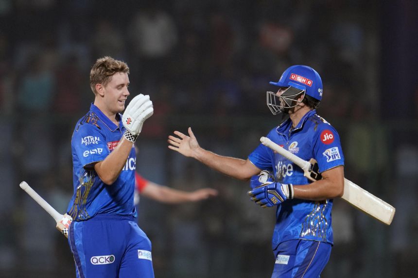 Mumbai beats Delhi by 6 wickets for first win in IPL