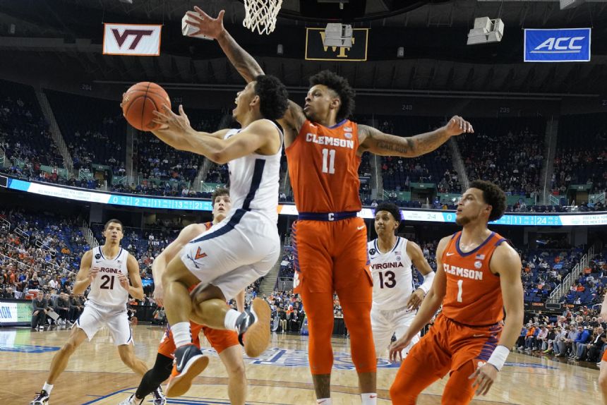 No. 13 Virginia tops Clemson 76-56 to reach ACC title game