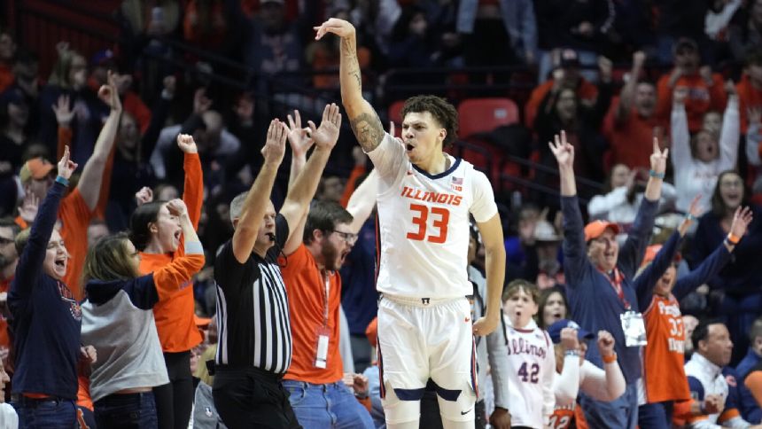 No. 14 Illinois blows late 10-point lead, beats Nebraska 87-84 in overtime