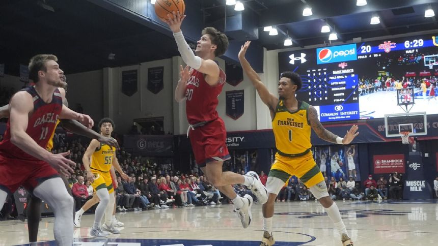 No. 18 Saint Mary's beats San Francisco 70-66 for its 14th straight win